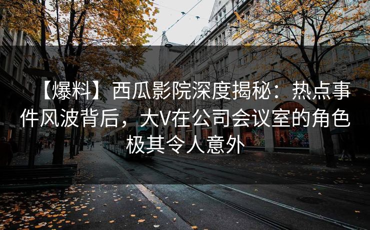 【爆料】西瓜影院深度揭秘：热点事件风波背后，大V在公司会议室的角色极其令人意外