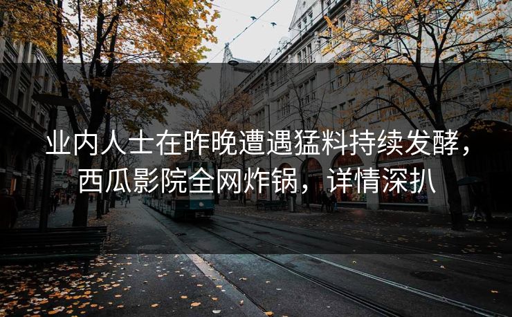 业内人士在昨晚遭遇猛料持续发酵，西瓜影院全网炸锅，详情深扒