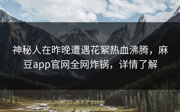 神秘人在昨晚遭遇花絮热血沸腾，麻豆app官网全网炸锅，详情了解